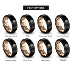 font options for inside engraving on black & rose gold mooncake rings