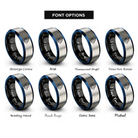 font options for inside engraving on black & blue & gray moorish idol rings
