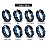 font options for inside engraving on blue & grey moorish idol rings