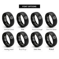font options for inside engraving on black moorish star lattice rings