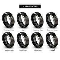 font options for inside engraving on black & grey moose antlers circle rings