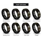 font options for inside engraving on gunmetal & black moose antlers circle rings