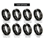 font options for inside engraving on black & silver moose rings