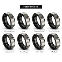 font options for inside engraving on black & grey moose rings