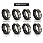 font options for inside engraving on black & silver moose rings