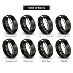 font options for inside engraving on black & grey moose rings