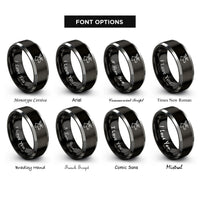 font options for inside engraving on black & grey moose rings
