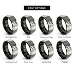 font options for inside engraving on black & grey moose rings