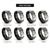 font options for inside engraving on black & grey moose rings