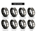 font options for inside engraving on black & gray moose rings