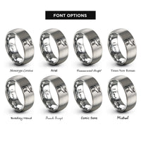 font options for inside engraving on grey moose rings