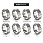 font options for inside engraving on silver moose rings