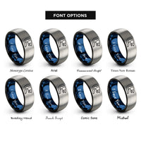 font options for inside engraving on black & blue & gray moray eel rings