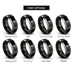 font options for inside engraving on black & silver morel mushroom rings