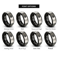 font options for inside engraving on black & gray morel mushroom rings
