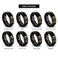 font options for inside engraving on gunmetal & black morel mushroom rings