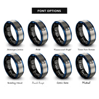 font options for inside engraving on black & blue & gray mortar pestle rings