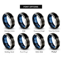 font options for inside engraving on black & blue & silver mortar pestle rings