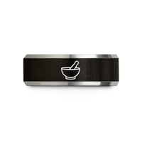 black & gray tungsten mortar pestle wedding band