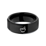black tungsten mortar pestle wedding band