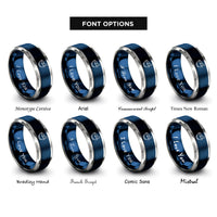 font options for inside engraving on blue & silver mortar pestle rings