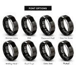 font options for inside engraving on black & gray mortise tenon rings