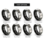 font options for inside engraving on black & gray mortise tenon rings