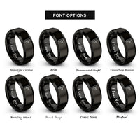 font options for inside engraving on black mortise tenon rings