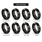 font options for inside engraving on black & silver mortising machine rings