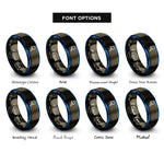 font options for inside engraving on gunmetal & blue mosfet rings