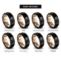 font options for inside engraving on black & rose gold mosque silhouette rings