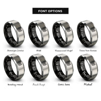font options for inside engraving on black & silver moth floral filigree rings