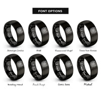 font options for inside engraving on black moth floral filigree rings