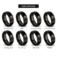 font options for inside engraving on black moth floral filigree rings
