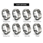 font options for inside engraving on grey moth floral filigree rings