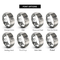 font options for inside engraving on grey moth floral filigree rings