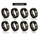 font options for inside engraving on gunmetal & black moth floral filigree rings