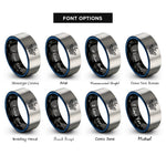font options for inside engraving on black & blue & silver moth moon rings