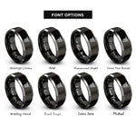font options for inside engraving on black & silver moth on skull rings