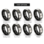 font options for inside engraving on black & silver moth on skull rings