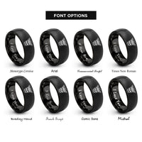 font options for inside engraving on black moth on skull rings