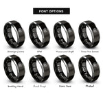 font options for inside engraving on black & gray moth wing circle rings