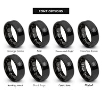 font options for inside engraving on black moth wing circle rings