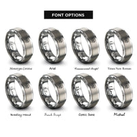 font options for inside engraving on gray moth wing circle rings
