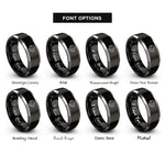 font options for inside engraving on black & gray mother baby rings