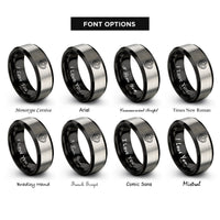 font options for inside engraving on black & grey mother baby rings