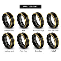 font options for inside engraving on black & gold mother child rings