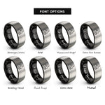 font options for inside engraving on black & silver mother child embrace rings