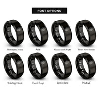 font options for inside engraving on black mother child embrace rings