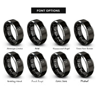 font options for inside engraving on black & gray mother daughter rings